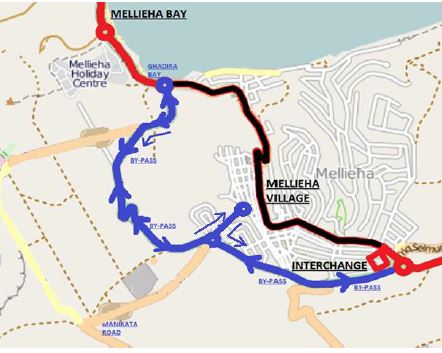 mellieha service malta diversion x1 routes