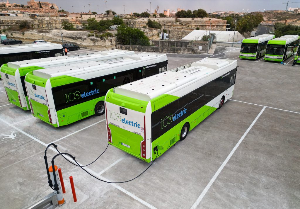 Electric Bus being charged