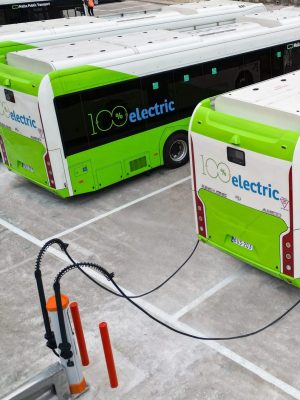 Electric Bus being charged