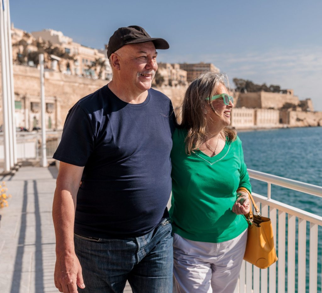 Couple walking next to ferry drop off