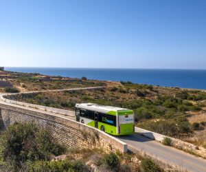 Bus driving through rural roads