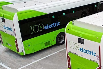 aerial image of 2 buses